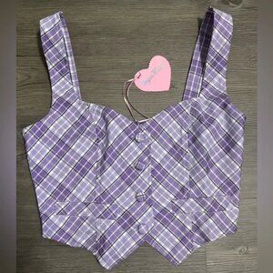 NWT Dolls Kill / Sugar Thrillz | The Headmaster Plaid Corset vest Top New S